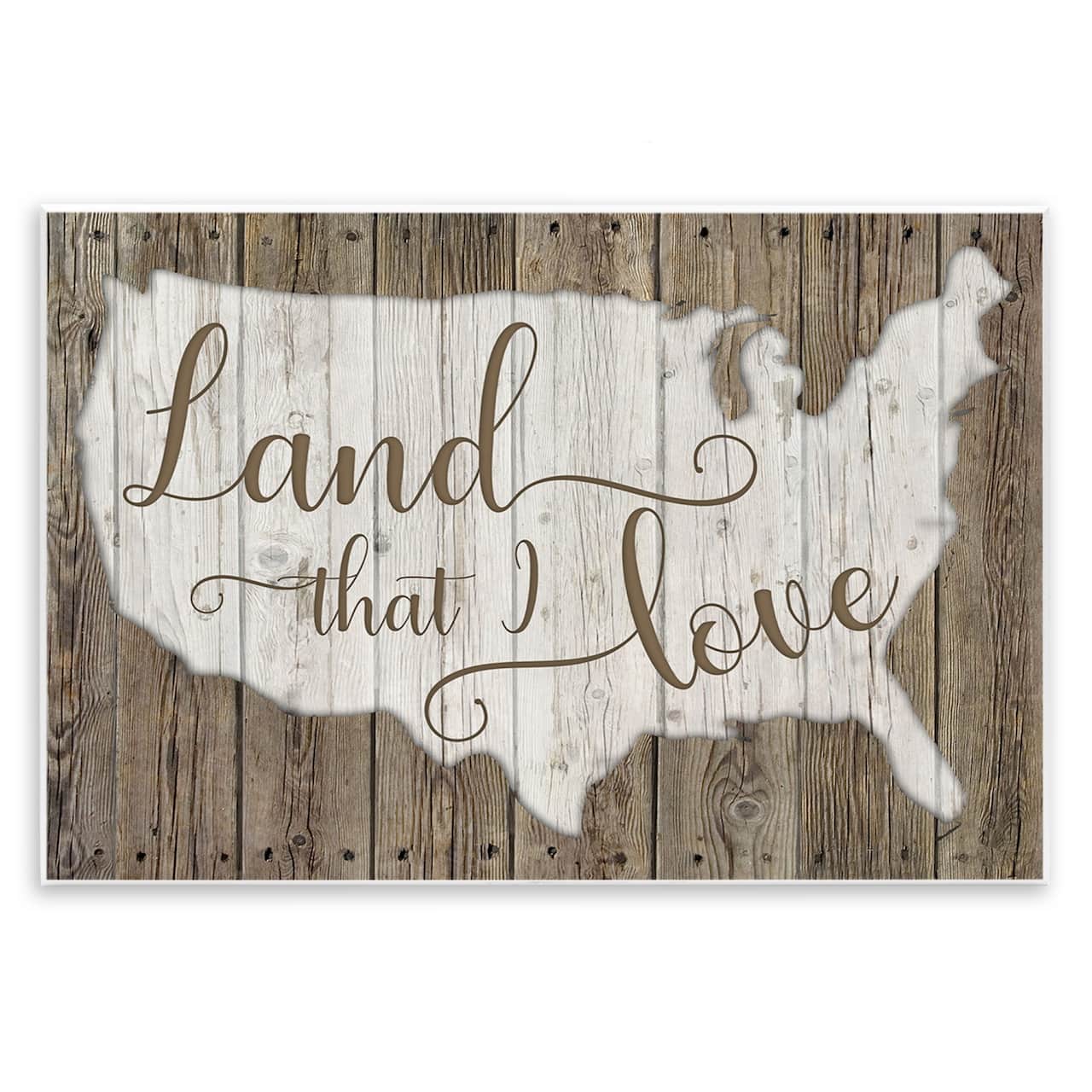 Stupell Industries Land I Love United States Map Rustic Background Wall Plaque Art